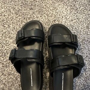 Princess Polly Black Ribbed Sole Sandals